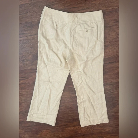 Lauren Ralph Lauren Khaki 100% Linen Wide Leg Pants Side Zip Lagenlook NWT 12 - Picture 2 of 10